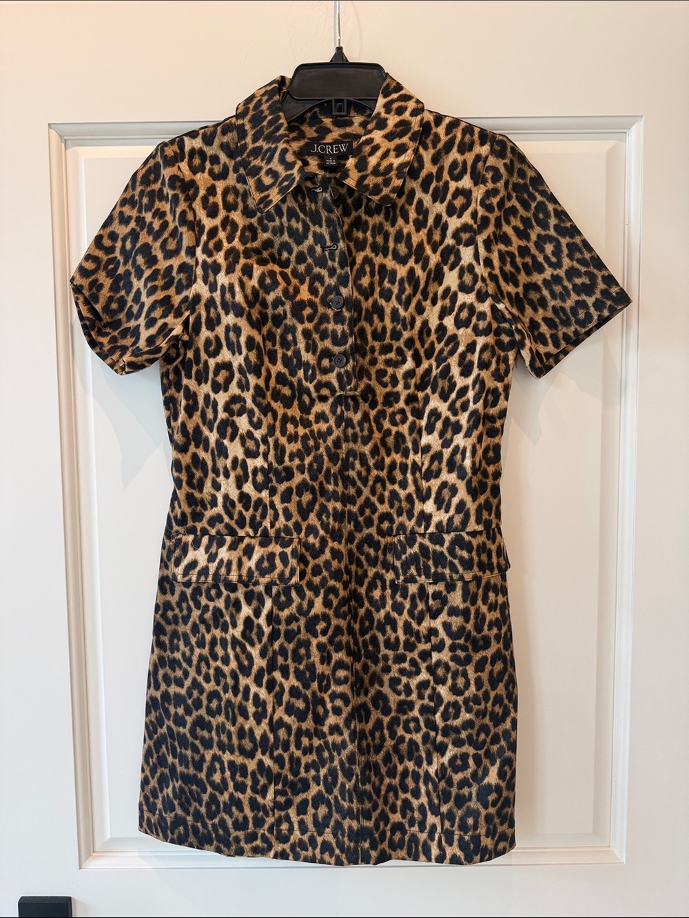 J. Crew Leopard Print Short Sleeve Cotton Dress - Brown & Black - NWT Size 6